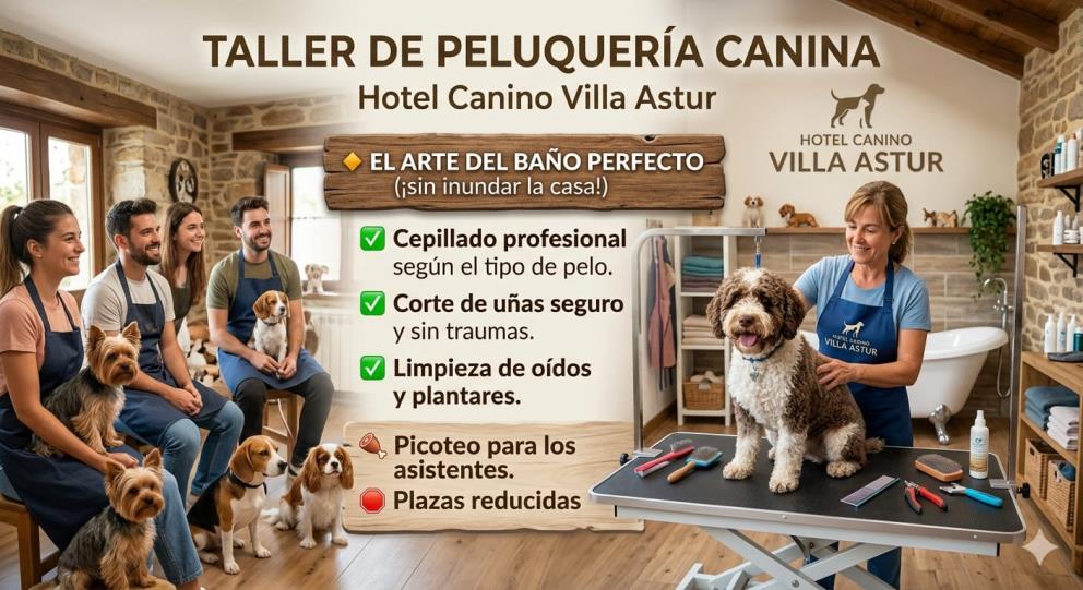 Taller de Peluquería Canina en Hotel Canino Villa Astur